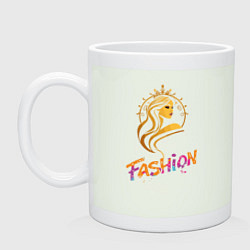 Кружка керамическая Fashion - портрет девушки, цвет: фосфор