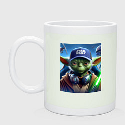 Кружка керамическая Прикольный Йода с наушниками - прикол, цвет: фосфор