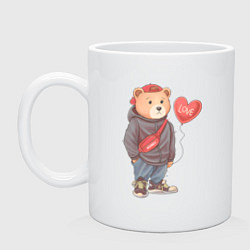 Кружка керамическая Влюбленный мишка, цвет: белый
