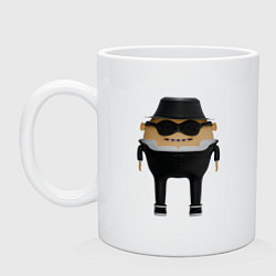 Кружка керамическая Cartoon agent male in black suit, цвет: белый
