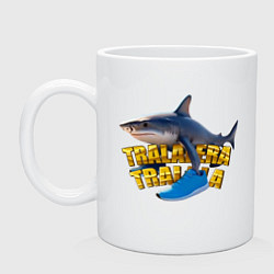 Кружка керамическая Brainrot shark memes - shark meme, цвет: белый