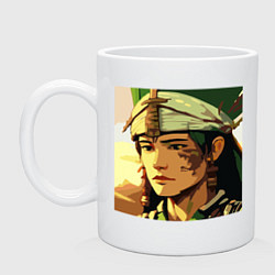 Кружка керамическая Анимэ арт индеец - лицо крупно, цвет: белый