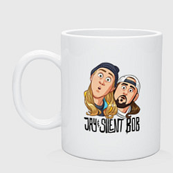 Кружка керамическая Jay and silent Bob - heads, цвет: белый