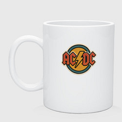Кружка керамическая ACDC потертый логотип, цвет: белый