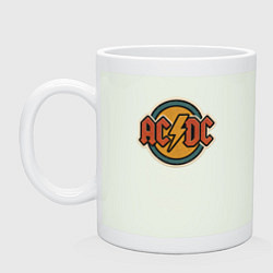 Кружка керамическая ACDC потертый логотип, цвет: фосфор
