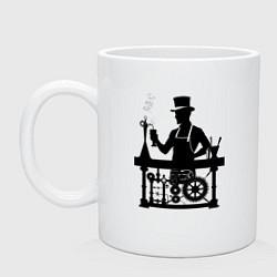 Кружка керамическая Бармен стимпанк, цвет: белый