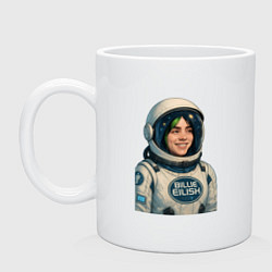 Кружка керамическая Билли Айлиш космонавт, цвет: белый
