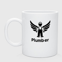 Кружка керамическая Крылатый сантехник, цвет: белый