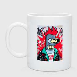 Кружка керамическая Бендер панк - граффити, цвет: белый