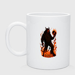 Кружка керамическая Bones дьявол с пластинкой, цвет: белый