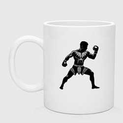 Кружка керамическая Антуражный тайский боксер, цвет: белый