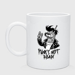 Кружка керамическая Bender - punks not dead motto, цвет: белый