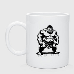 Кружка керамическая Грозный сумоист, цвет: белый