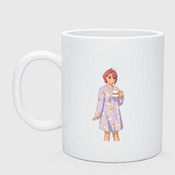 Кружка керамическая Дандадан кавайная Сиратори Айра, цвет: белый