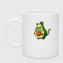 Кружка керамическая Авокадный кот ктулху, цвет: белый