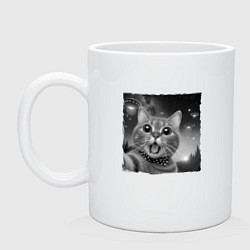 Кружка керамическая Кот селфи, цвет: белый