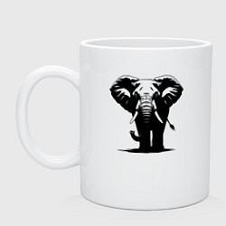 Кружка керамическая Черный слон, цвет: белый