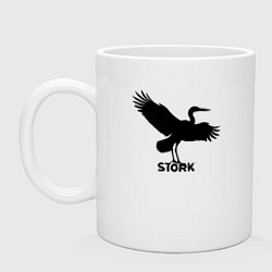 Кружка керамическая Аист граффити, цвет: белый