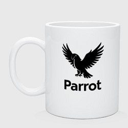 Кружка керамическая Черный попугай, цвет: белый