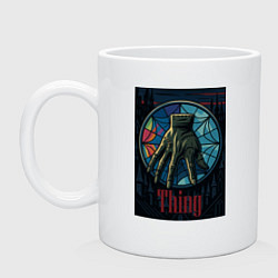 Кружка керамическая Вещь - Уэнсдей, цвет: белый