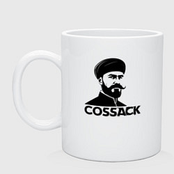 Кружка керамическая Казак с усами, цвет: белый