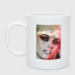 Кружка керамическая Следы от пробойника на лице - бессознательный колл, цвет: белый