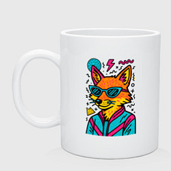 Кружка керамическая Лиса поп арт, цвет: белый