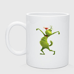 Кружка керамическая Гринч в предвкушении нового года, цвет: белый