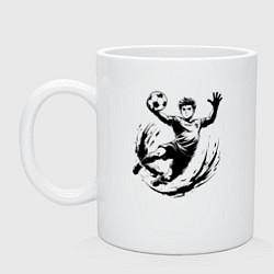 Кружка керамическая Вратарь ловит мяч, цвет: белый