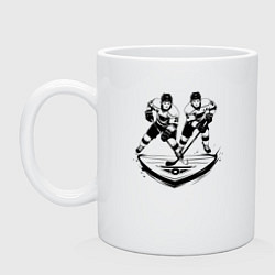 Кружка керамическая Хоккейная дуэль, цвет: белый