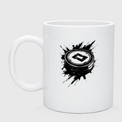 Кружка керамическая Чёрная хоккейная шайба, цвет: белый