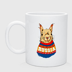 Кружка керамическая Made in Russia: белка, цвет: белый