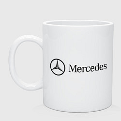 Кружка керамическая Mercedes Logo, цвет: белый