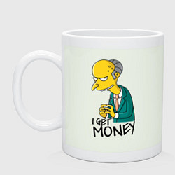Кружка керамическая Mr. Burns: I get money, цвет: фосфор