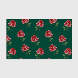 Бумага для упаковки Ярко красные розы на темно-зеленом фоне, цвет: 3D-принт