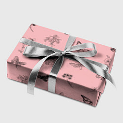 Бумага для упаковки Цветочки и бабочки на розовом фоне, цвет: 3D-принт — фото 2