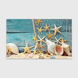 Бумага для упаковки Натюрморт из сети, морских звёзд и ракушек - лето, цвет: 3D-принт