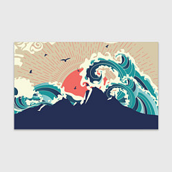 Бумага для упаковки Большая океанская волна и силуэт пустынного остров, цвет: 3D-принт