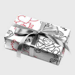 Бумага для упаковки Летающие сердца купидоны розы на белом фоне, цвет: 3D-принт — фото 2