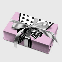Бумага для упаковки Костюм Барби: черный горох с полосатым бантом, цвет: 3D-принт — фото 2