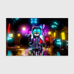 Бумага для упаковки Cool kitten - cyberpunk - neon glow, цвет: 3D-принт