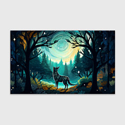 Бумага для упаковки Волк в ночном лесу фолк-арт, цвет: 3D-принт