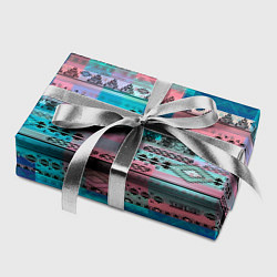 Бумага для упаковки Голубой с разноцветными вставками этнический орнам, цвет: 3D-принт — фото 2