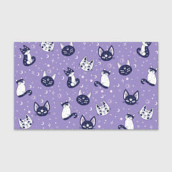 Бумага для упаковки Мистические кошечки - паттерн фиолетовый, цвет: 3D-принт