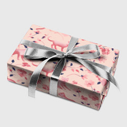 Бумага для упаковки Розовый паттерн с цветами и котиками, цвет: 3D-принт — фото 2