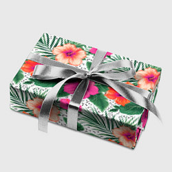 Бумага для упаковки Цветы гибискуса и листья мальмы летний тропический, цвет: 3D-принт — фото 2