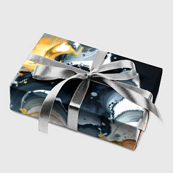Бумага для упаковки Белые и персиковые разводы на черном фоне, цвет: 3D-принт — фото 2