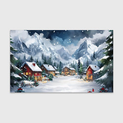Бумага для упаковки Новый год - домики в горах, цвет: 3D-принт