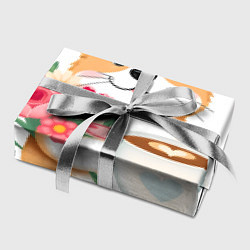 Бумага для упаковки Поздравляющий корги с цветами, цвет: 3D-принт — фото 2