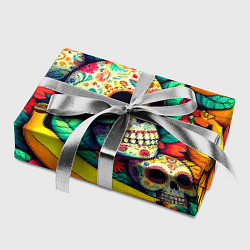 Бумага для упаковки Паттерн из черепов и бананов - нейроарт, цвет: 3D-принт — фото 2